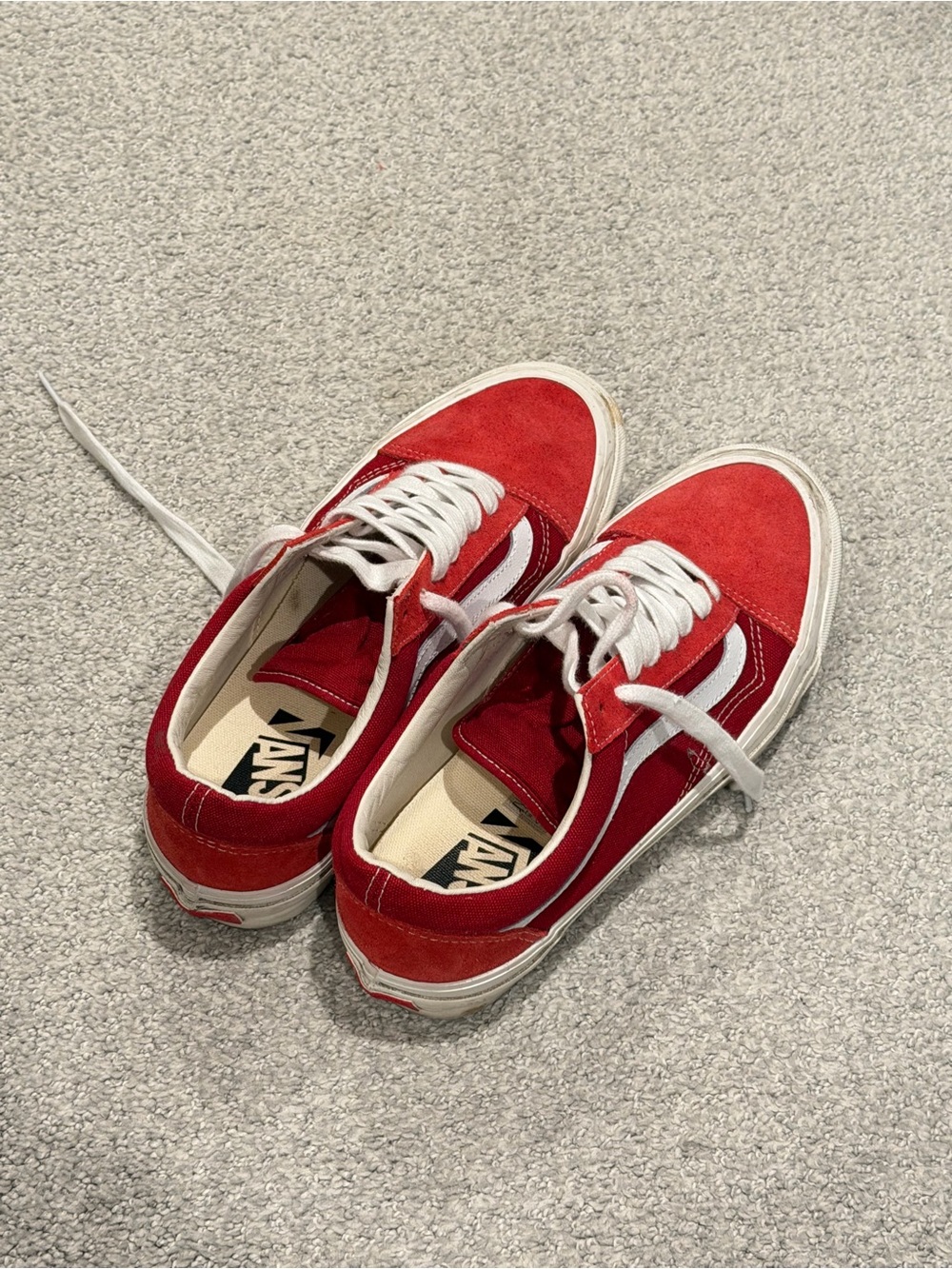 Vans Old Skool Men's Red Suede & Canvas Sneakers with White Stripe